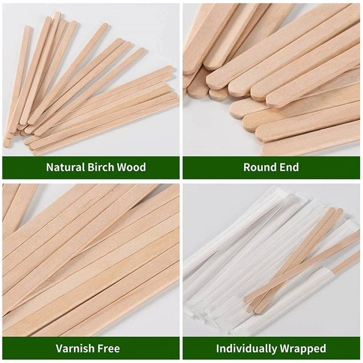 140mm Biodegradable Coffee Stir Sticks Individually Wrapped