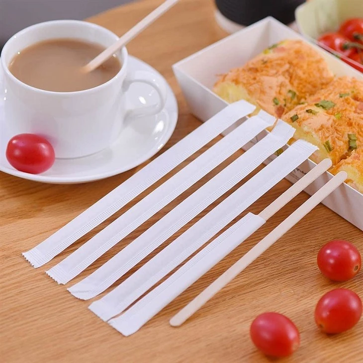 140mm Biodegradable Coffee Stir Sticks Individually Wrapped